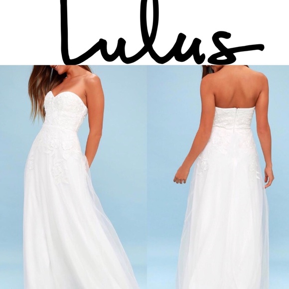 Lulus Dresses & Skirts - ISIDORE WHITE EMBROIDERED STRAPLESS MAXI DRESS